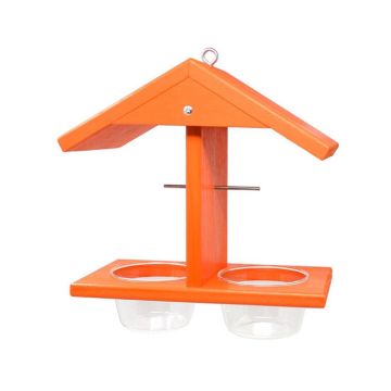 Backyard Essentials Oriole Glass & Wood Double Fruit and Jelly Hanging Bird Feeder 2 ports