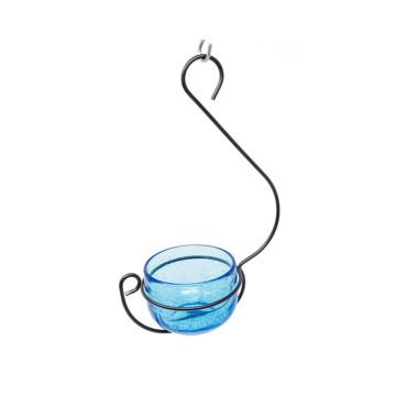 Backyard Essentials Bluebirds Glass Treat Mealworm Feeder