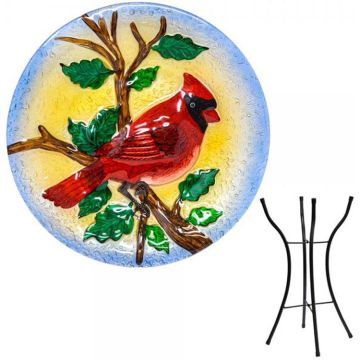 Songbird Essentials Majestic Cardinal Birdbath with Stand