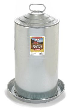 Double Wall Metal Poultry Fount Waterer, 8 Gallon