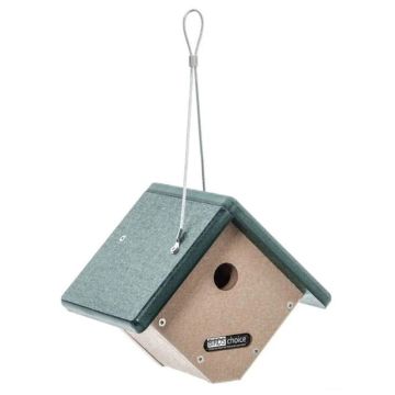 Birds Choice, Wren & Chickadee House in Taupe & Green Recycled Plastic