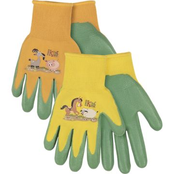 KINCO® Nylon Knit Shell & Foam Nitrile Palm Gloves FARM FRIENDS™ Kid-Sized, 1 pair