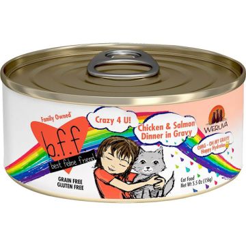 BFF - Crazy 4 U! Chicken & Salmon Dinner in Gravy Cat Food, 2.8 oz. Can