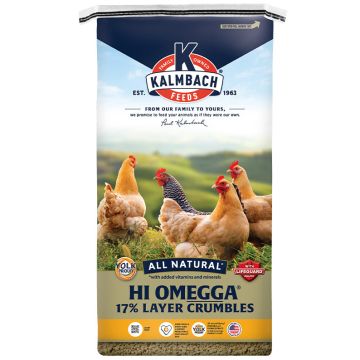 KALMBACH® Hi OmEGGa® Layer Poultry Feed Crumbles 17% Protein 50 lb bag
