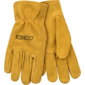 KINCO® Suede Cowhide Driver Gloves Golden Kid-Sized