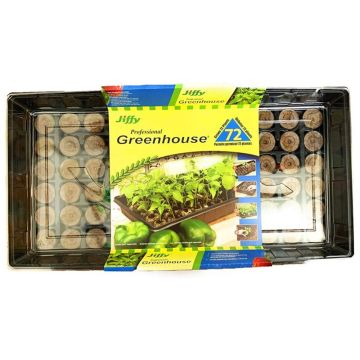 Jiffy® Seed Starting Greenhouse Kit 72 36mm Cells & Pellets plus Plant Markers & SUPERthrive®