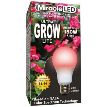 MiracleLED® Ultra Grow Lite Max Flowering LED with Heavy Red Spectrum A19 Bulb