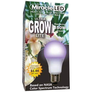 MiracleLED® Ultra Grow Lite Heavy Red & Blue Spectrum LED Grow Light A19 Bulb