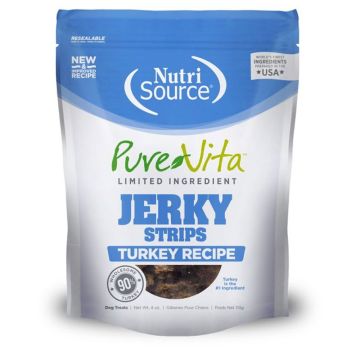 NutriSource® PureVita Turkey Dog Jerky Limited Ingredient, 4oz pack