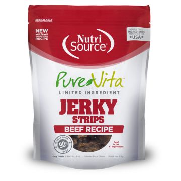 NutriSource® PureVita Beef Dog Jerky Limited Ingredient, 4oz pack