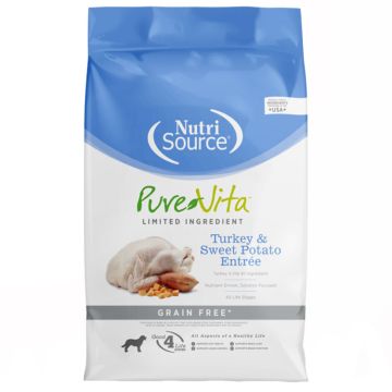 NutriSource® Pure Vita, Turkey & Sweet Potato Entrée, Limited Ingredient, Grain Free, Dry Dog Food