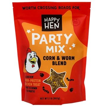 Happy Hen Party Mix, Corn & Mealworm Blend, 2 lbs.