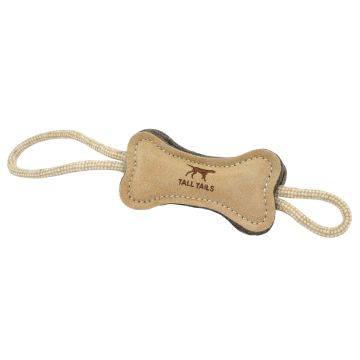 Tall Tails Natural Leather Bone Tug Dog Toy, 16"