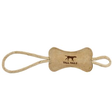 Tall Tails Natural Leather Bone Tug Dog Toy, 12"