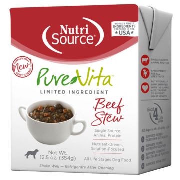 NutriSource® Pure Vita, Beef Stew, Limited Ingredient, Wet Dog Food, Tetra Pak, 12.5 oz