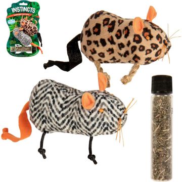 Instincts by SmartyKat Safari Creepers Refillable Plush Rat Cat Toys with 2 oz Tube of HappyNip Catnip & Silvervine