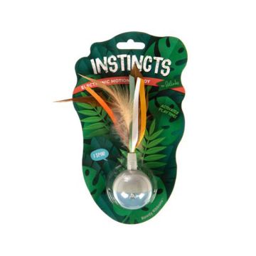 SmartyKat Instincts Rowdy Ribbons Electronic Motion Spinning Ball Cat Toy, Battery Powered