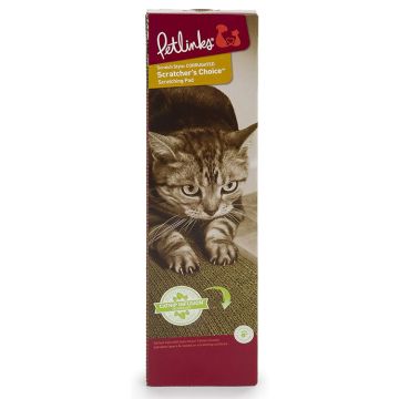Petlinks Scratchers Choice Flat Corrugated Carboard Scratch Pad for Cats & Kittens, Catnip Infused & Reversible, Promotes Healthy Nail Growth - Brown, Single Wide