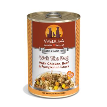 Weruva Classic "Wok The Dog" Grain-Free Chicken Beef & Pumpkin in Gravy Can 14oz