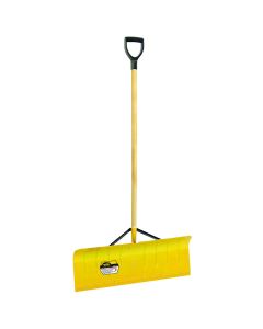 YO-HO® Heavy-Duty Snow Pusher with D-Grip 30IN Aluminum Blade 42IN Wood Handle